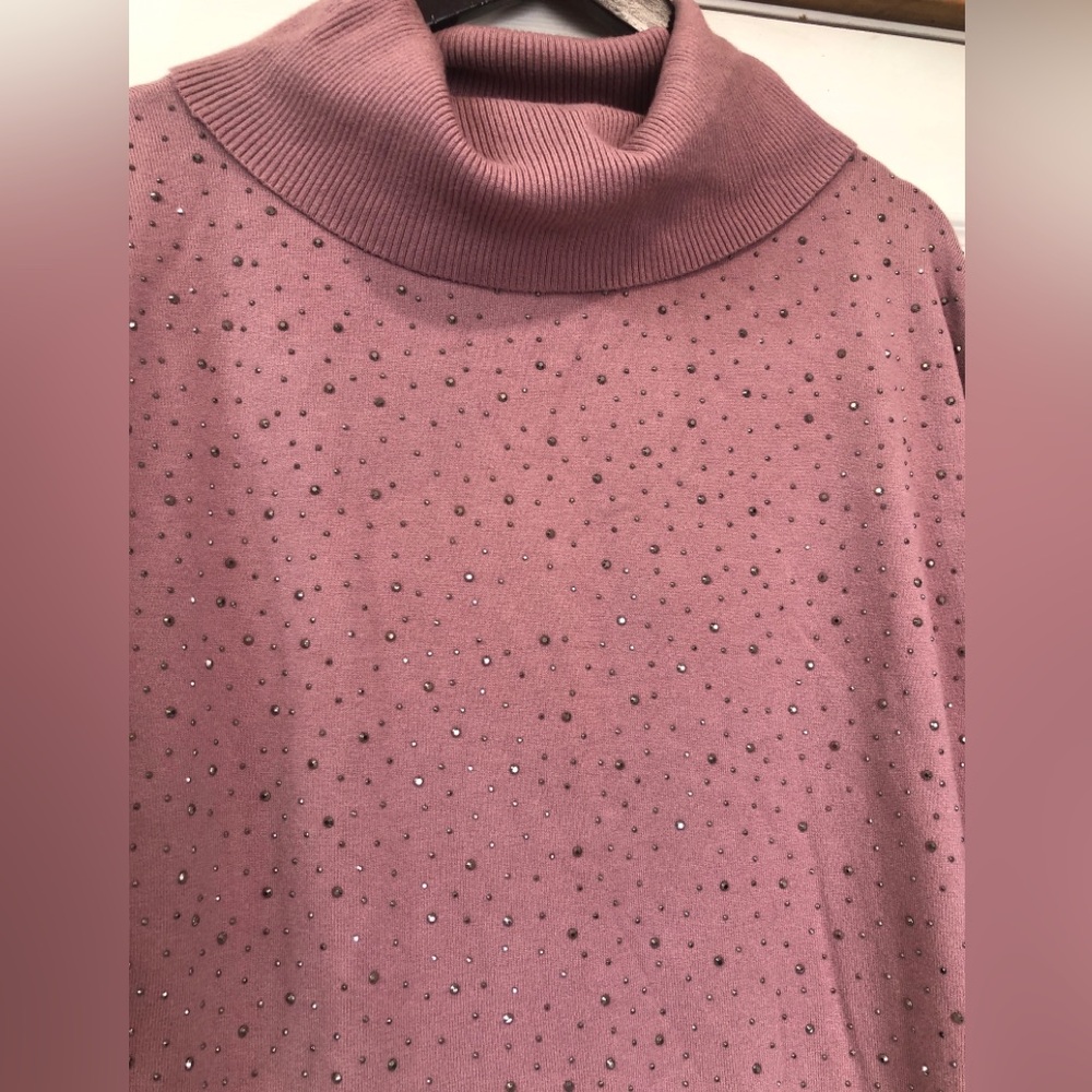 Liquid Signi Embellished‎ Wool Blend Sweater 1X Pink Soft Cozy (A18)